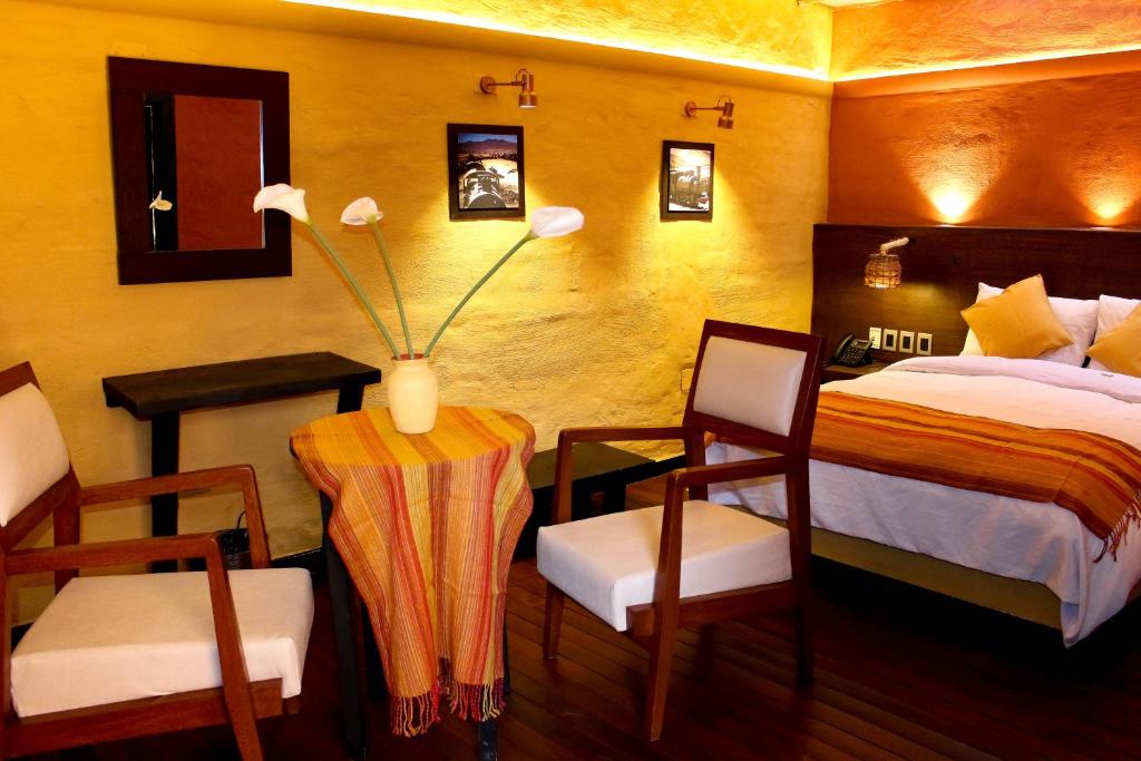 Bright colourful room at Hotel Jardines de Uyuni in  Uyuni, Bolivia, for a comfortable stay