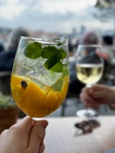 Mango sangria on the riverfront in Ribeira