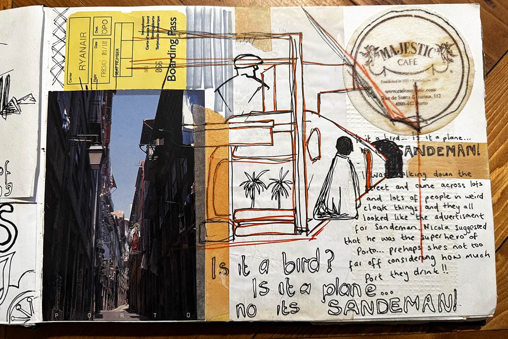 Porto sketchbook Majestic Café and Sandemans