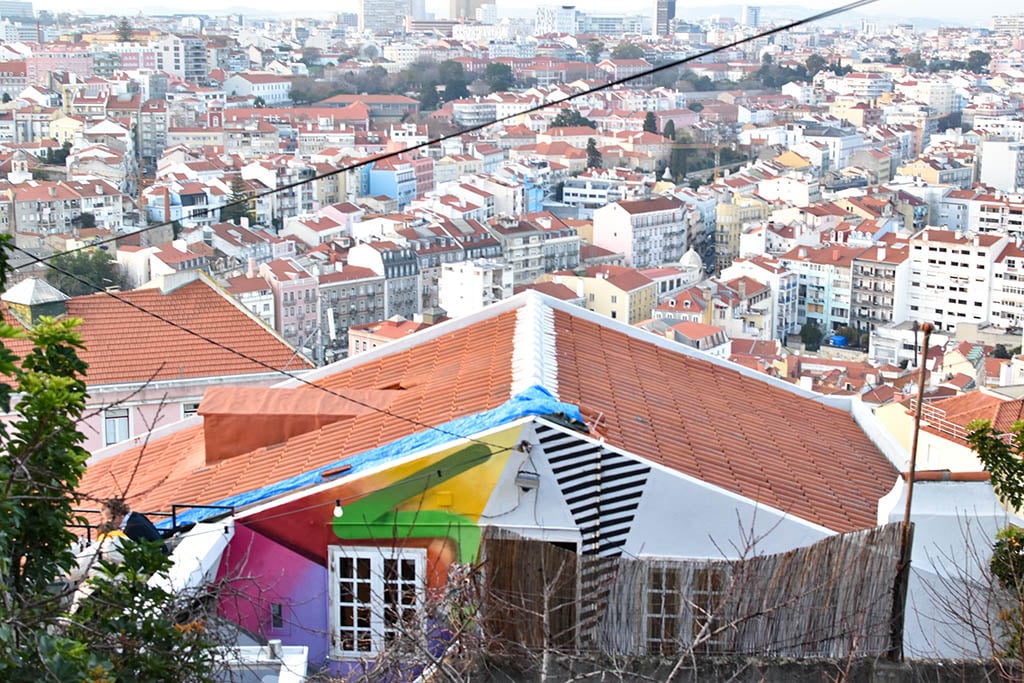 Lisbon Rooftop Landscape Lisbon landscape street art house