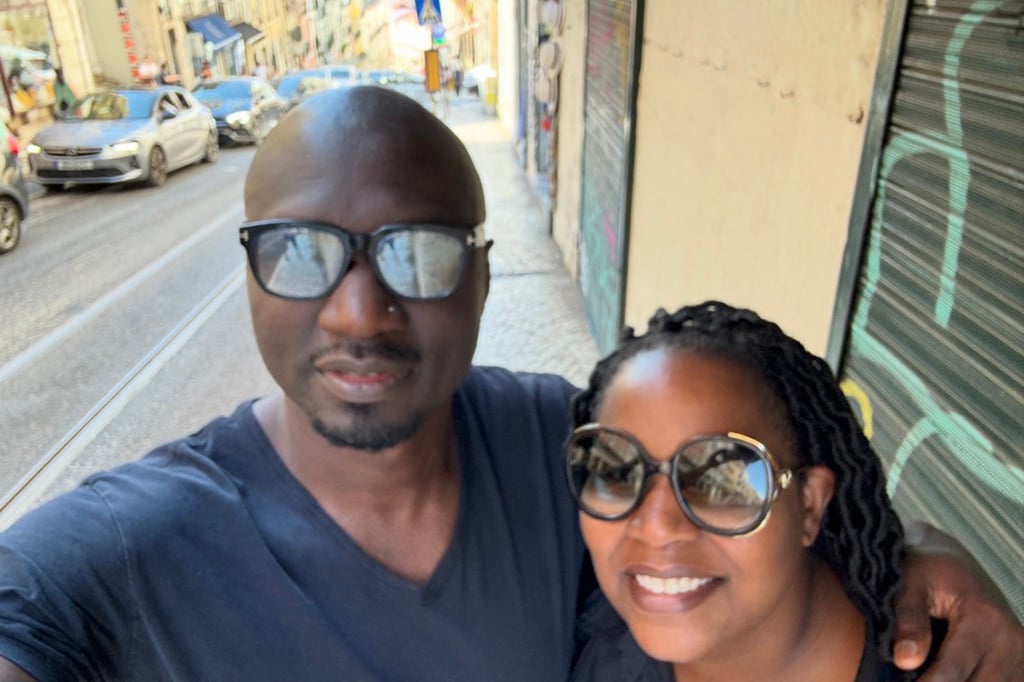 Janeen Blake Husband Lisbon Janeen Blake with her husband in Lisbon after a travel-inspired career change