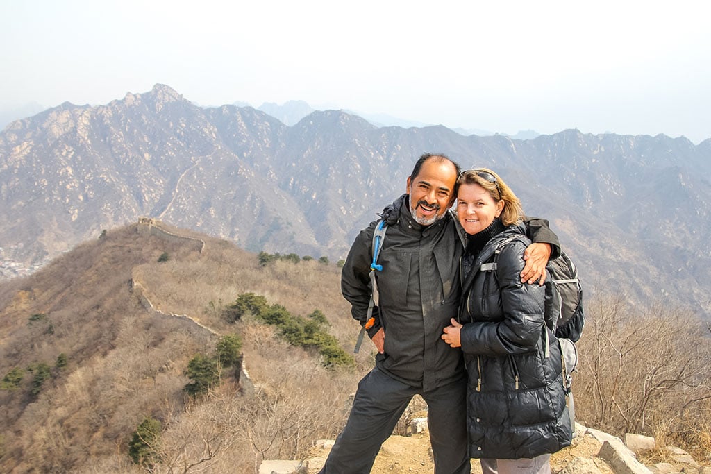 Kristin Smith and Xavier Great Wall of China Kristin Smith and Xavier on the Great Wall of China during their first couple travel sabbatical