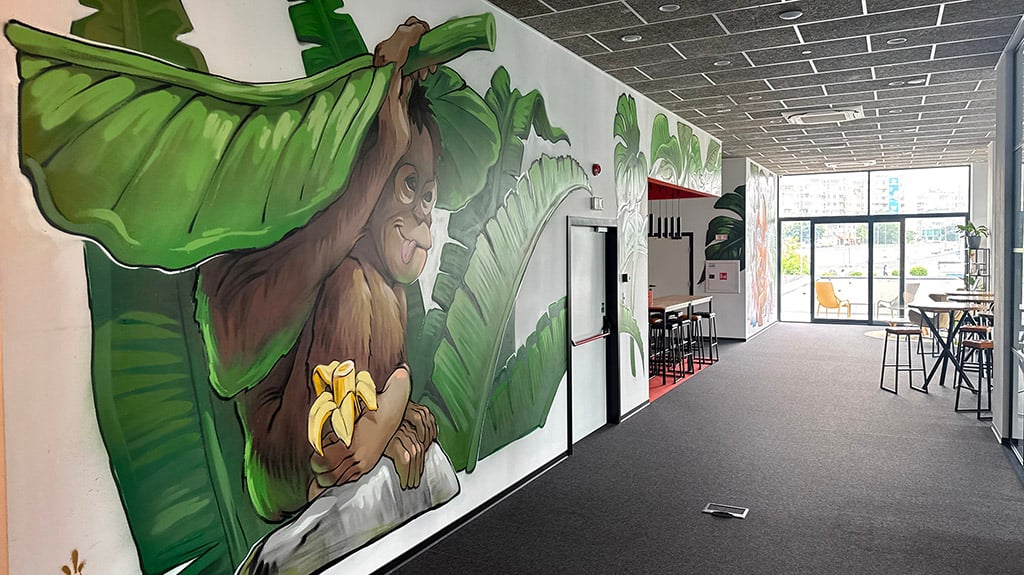 Monkey mural Campus 90 Hotel