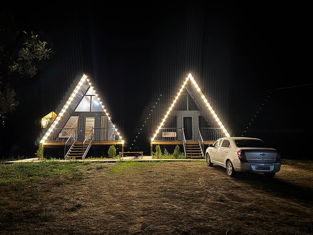 A-frames in Saty at night
