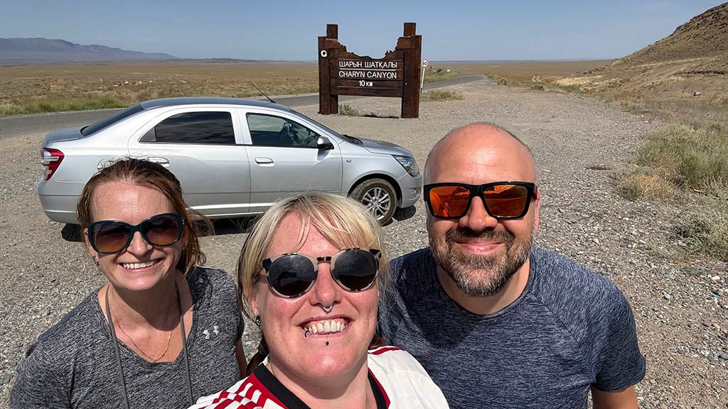 Charyn Canyon road trip: Tanya, Lisa and Alex