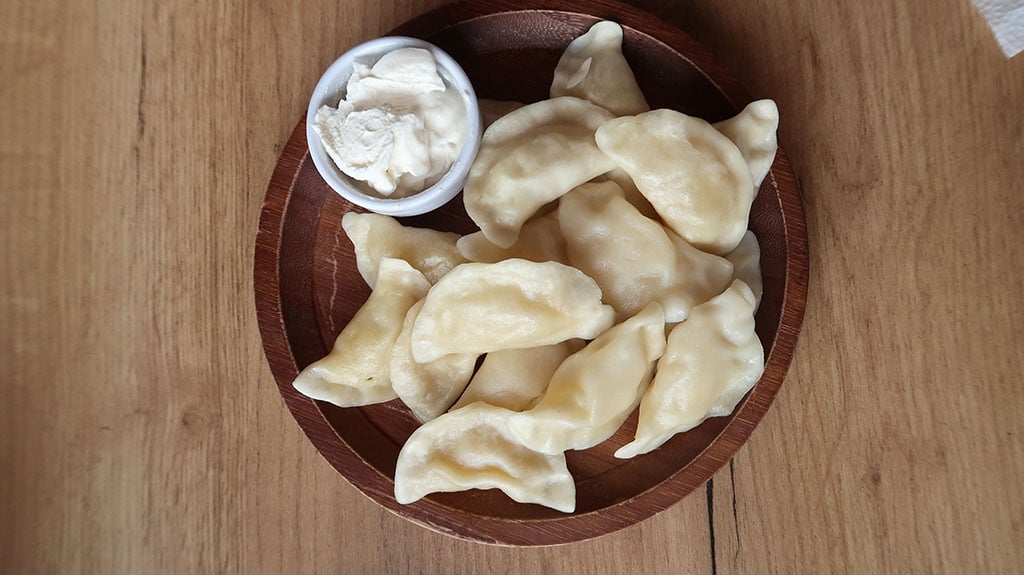 Kazakh dumplings for lunch at Kolsai Lake Visitor Centre