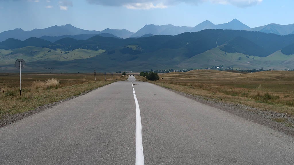 Road across the Yellow Field Kazakhstan